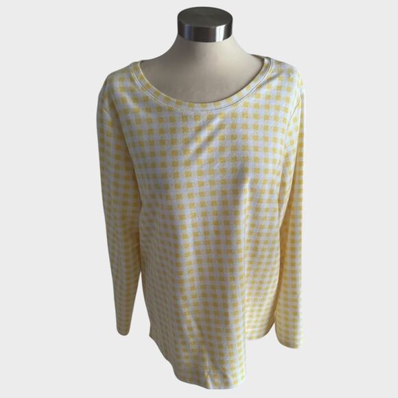 Croft & Barrow XL Tunic Yellow White Check Polyester Cotton Pullover - Picture 1 of 6